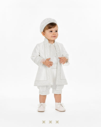 Ropón  de bautizo estilo príncipe Blanco 05-016