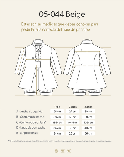 Ropón  de bautizo estilo príncipe Beige 05-044