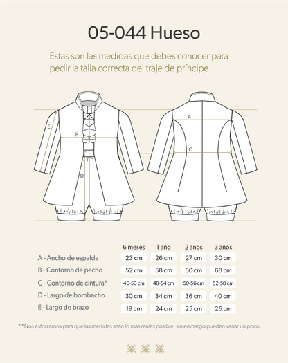 Ropón  de bautizo estilo príncipe Hueso 05-044