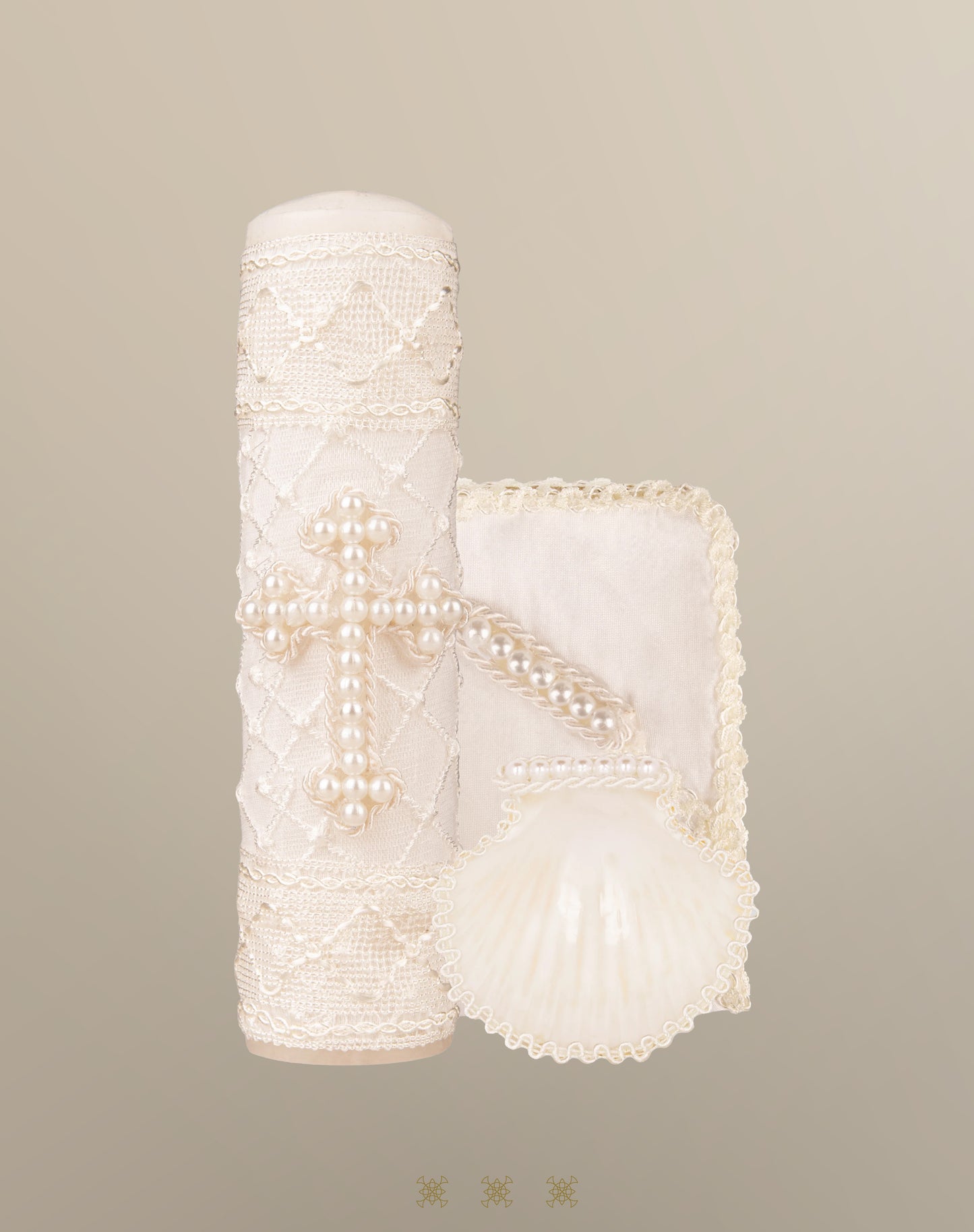 Set de vela bautizo 05-044 HUESO