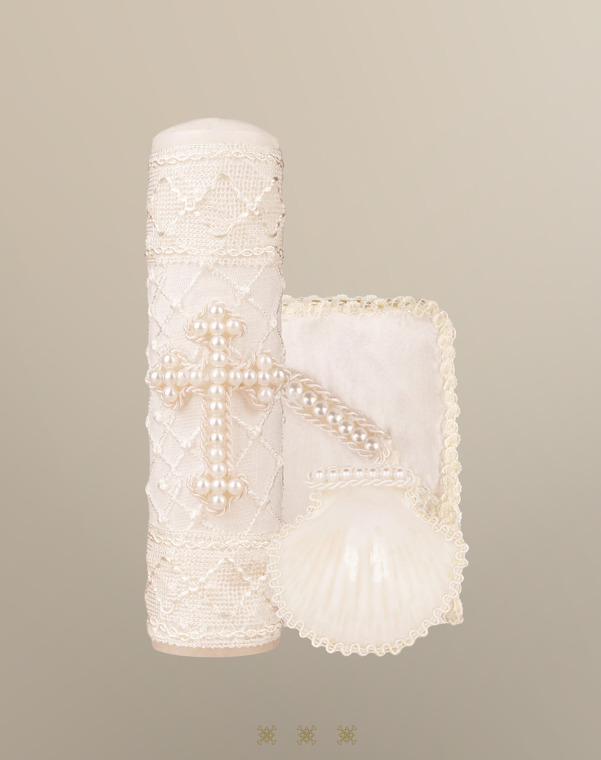 Set de vela bautizo 05-044 HUESO