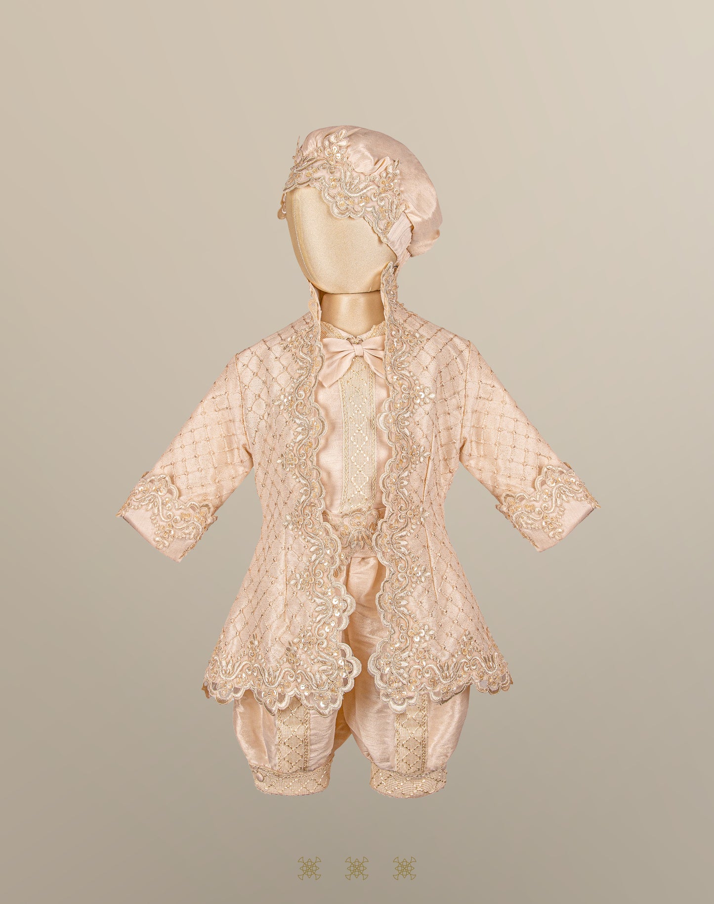 Ropón  de bautizo estilo príncipe Beige 05-044