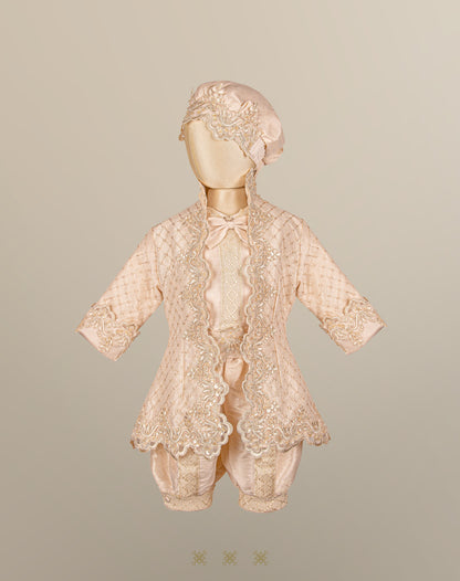 Ropón  de bautizo estilo príncipe Beige 05-044