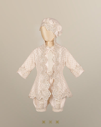 Ropón  de bautizo estilo príncipe Beige 05-044