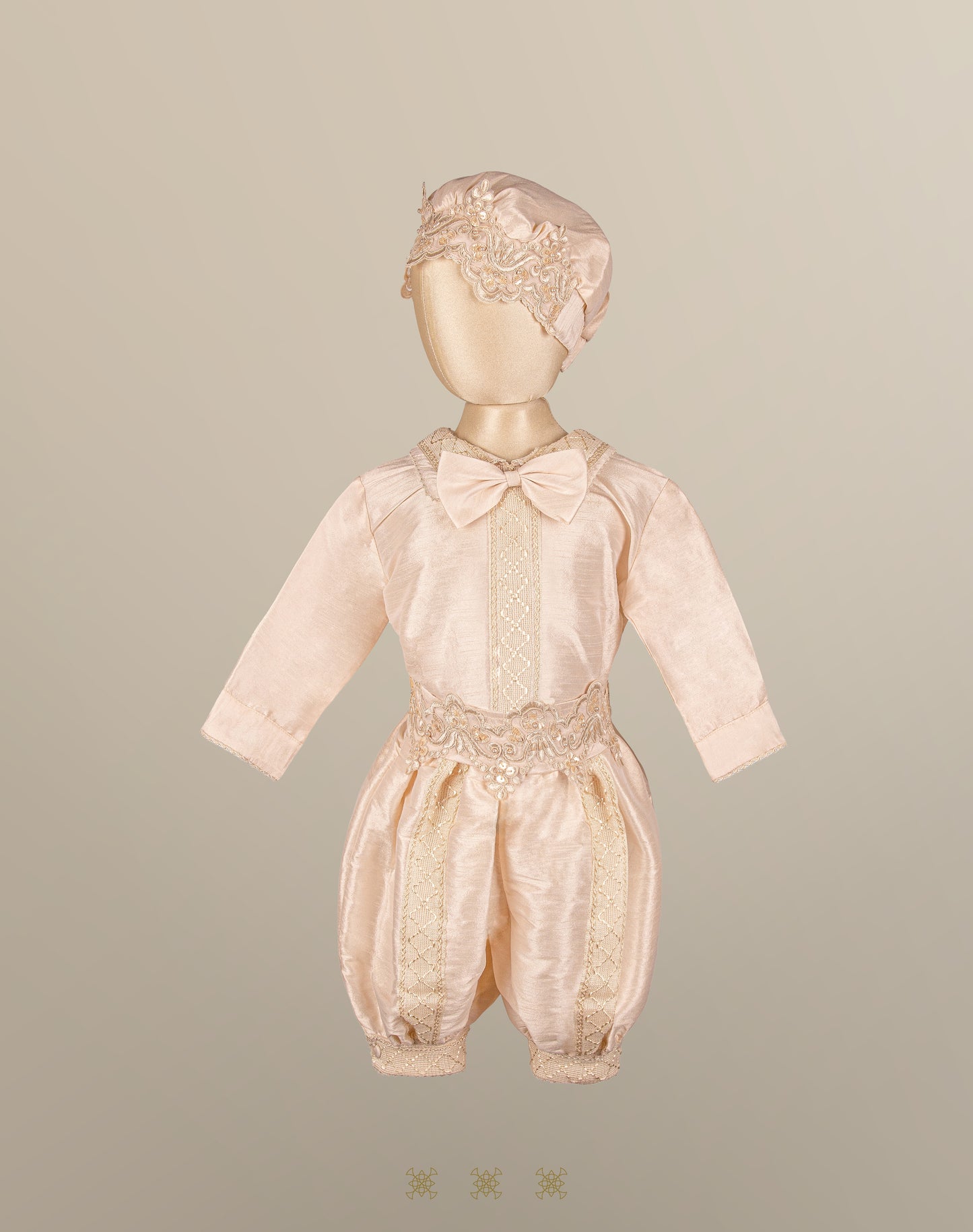 Ropón  de bautizo estilo príncipe Beige 05-044