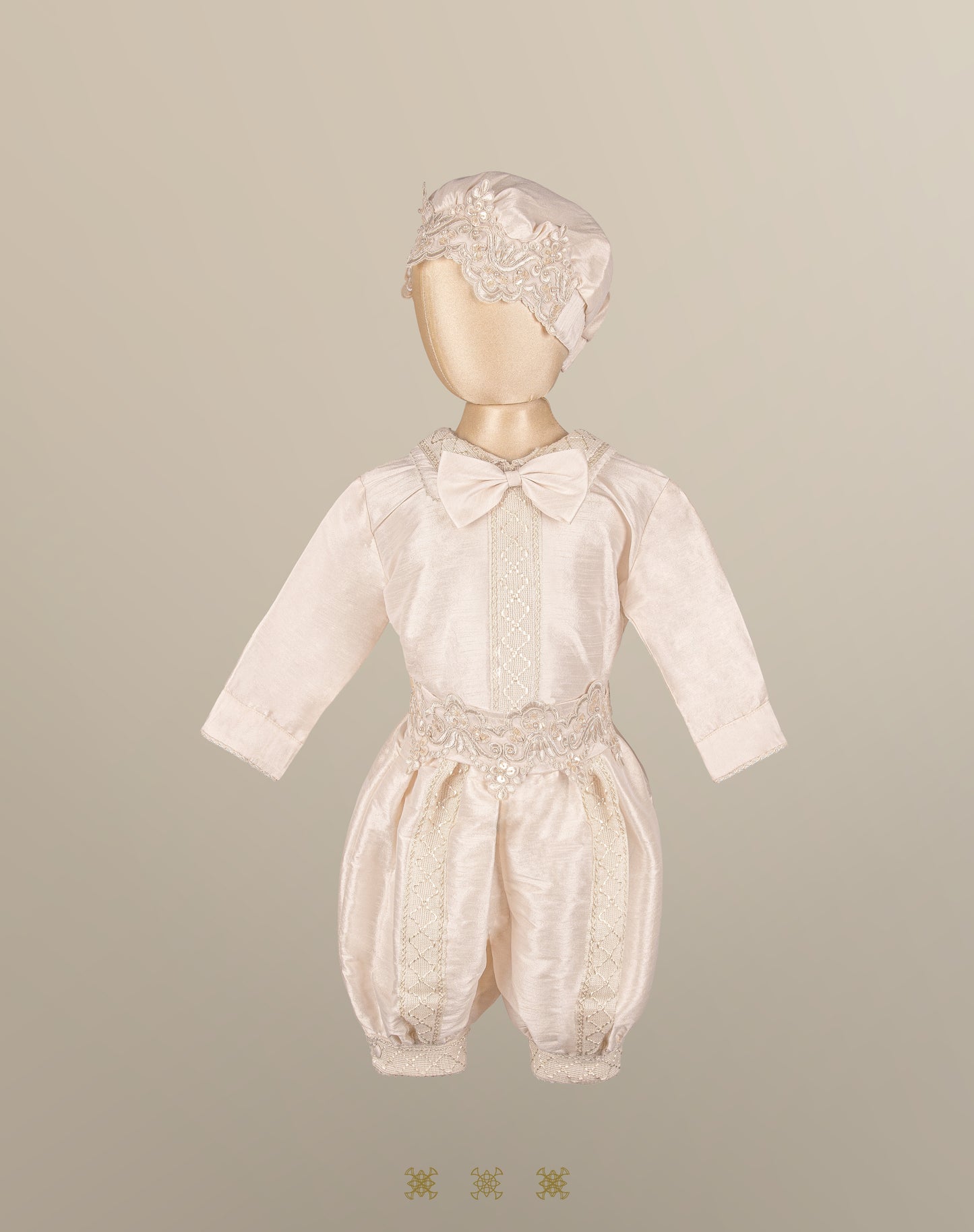 Ropón  de bautizo estilo príncipe Beige 05-044