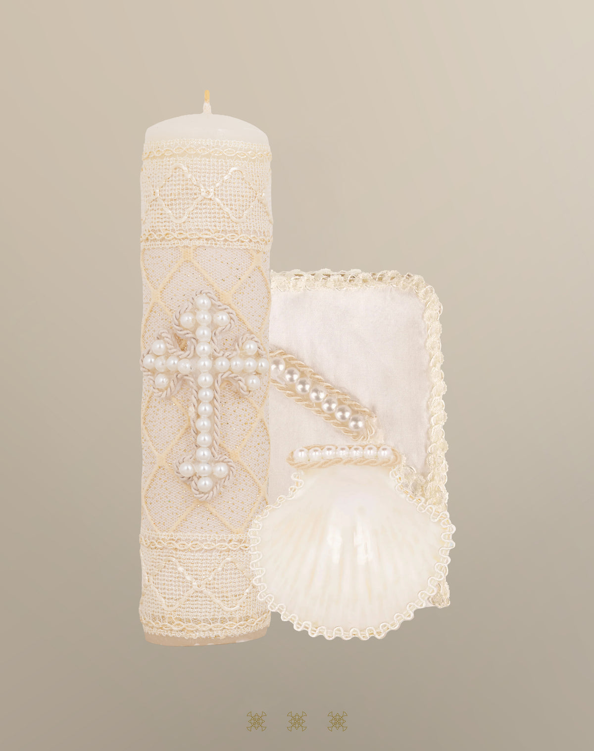 Set de vela bautizo beige 05-044