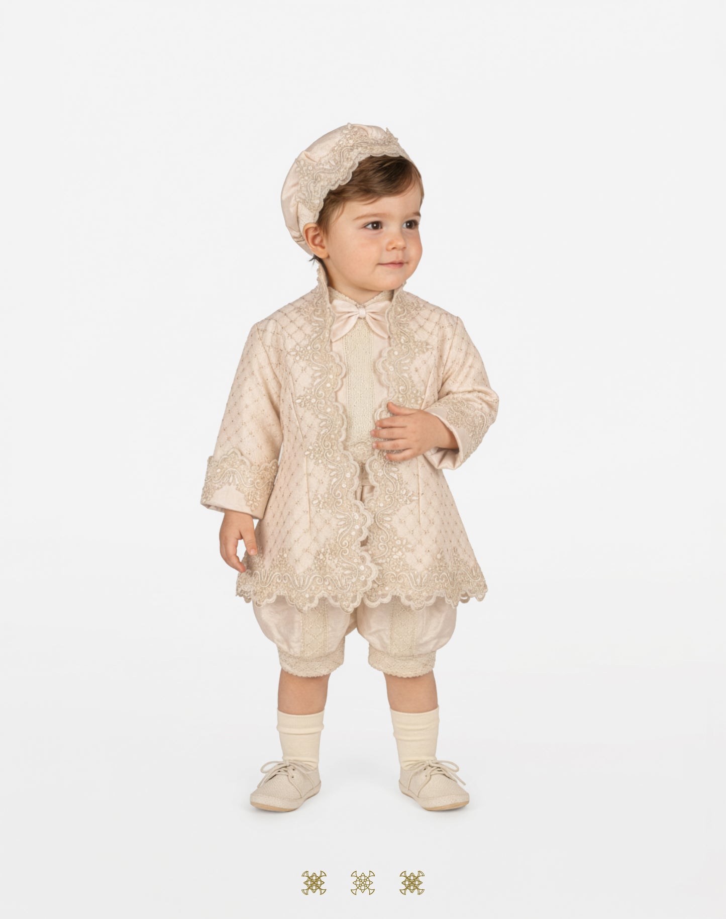 Ropón  de bautizo estilo príncipe Beige 05-044