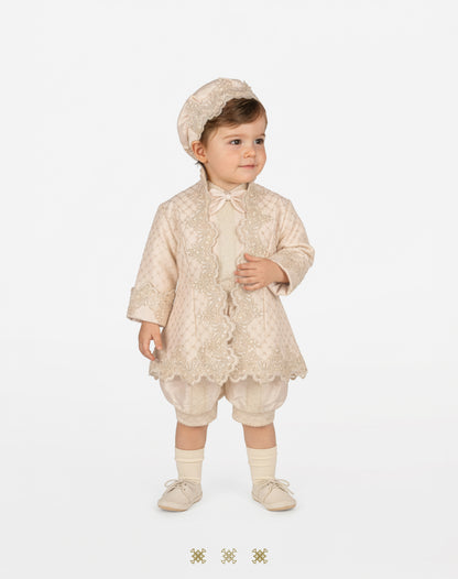 Ropón  de bautizo estilo príncipe Beige 05-044