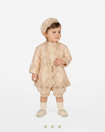 Ropón  de bautizo estilo príncipe Beige 05-044