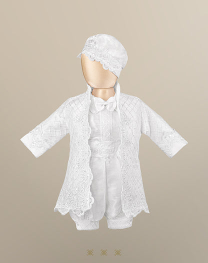 Ropón  de bautizo estilo príncipe Blanco 05-044