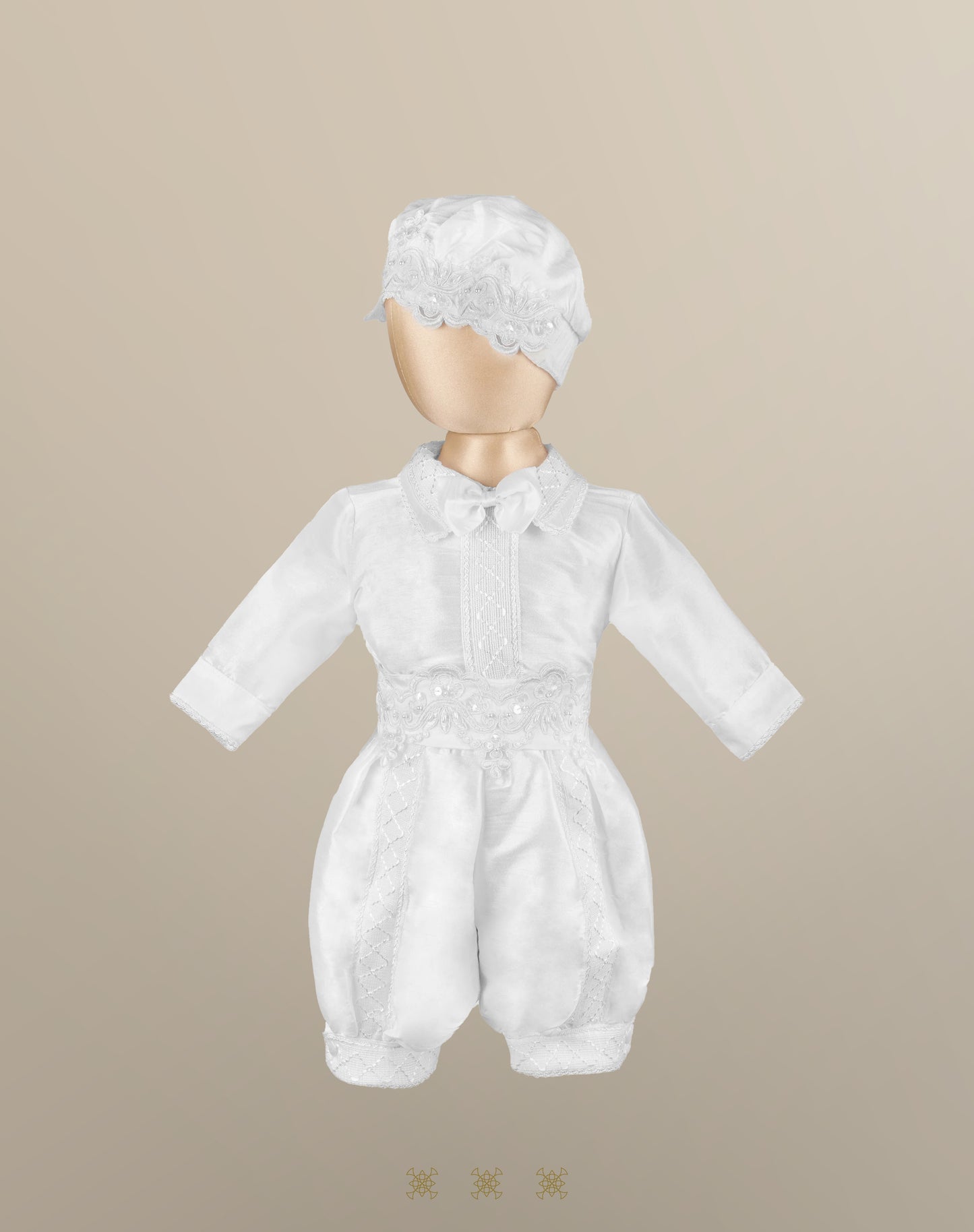 Ropón  de bautizo estilo príncipe Blanco 05-044