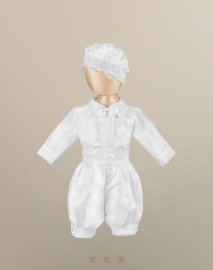 Ropón  de bautizo estilo príncipe Blanco 05-044