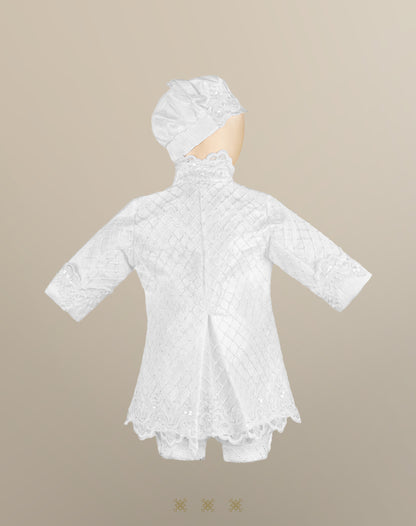 Ropón  de bautizo estilo príncipe Blanco 05-044