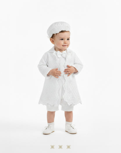 Ropón  de bautizo estilo príncipe Blanco 05-044