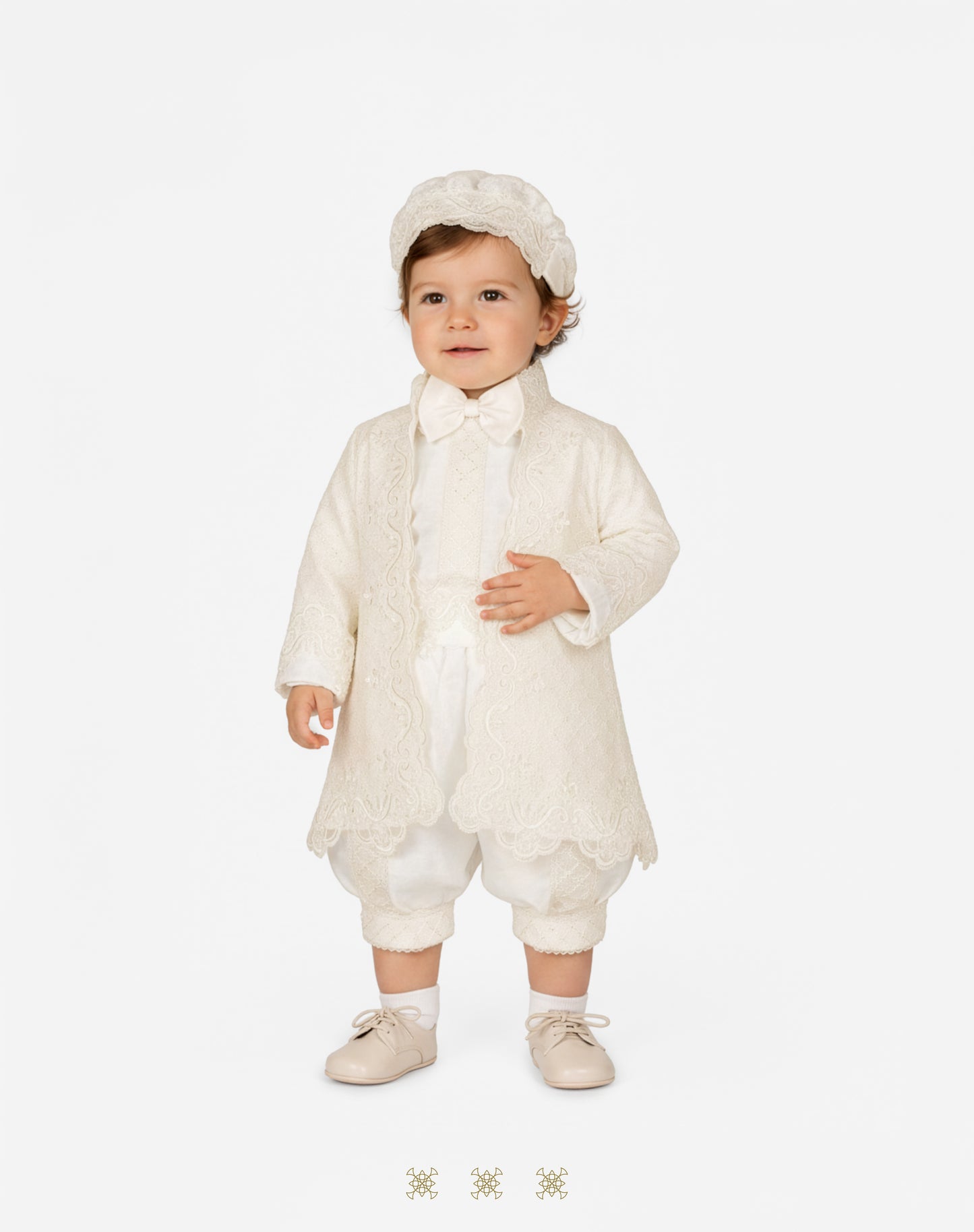 Ropón  de bautizo estilo príncipe Hueso 05-044