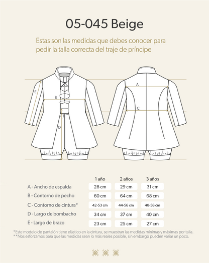 Ropón  de bautizo estilo príncipe Beige 05-045