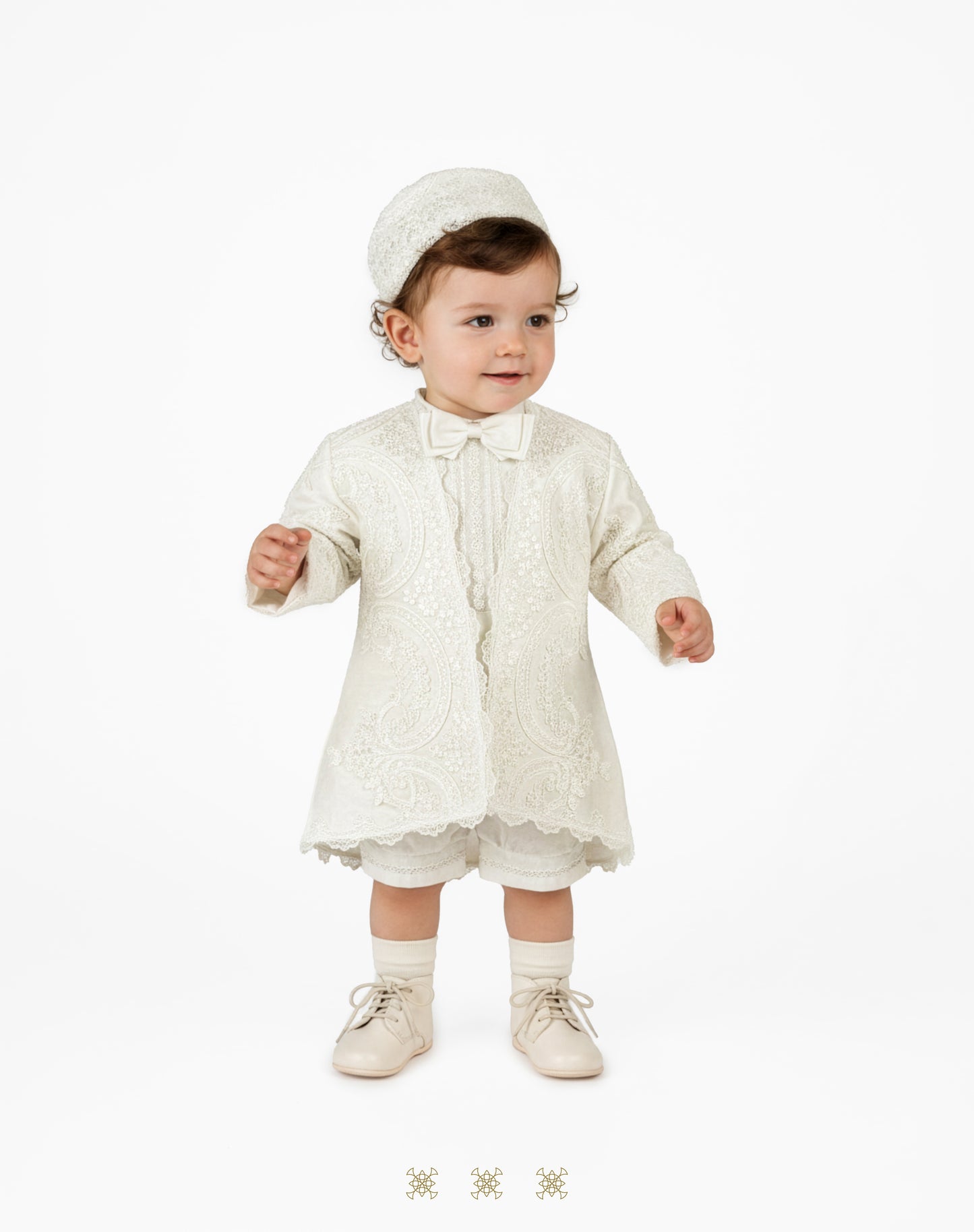 Ropón  de bautizo estilo príncipe Hueso 05-045