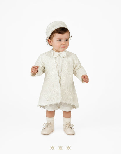 Ropón  de bautizo estilo príncipe Hueso 05-045