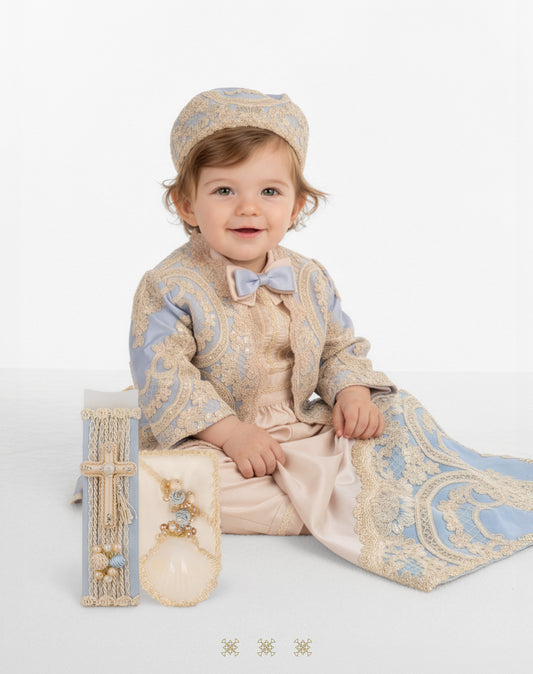 Kit ropón azul con beige 05-045