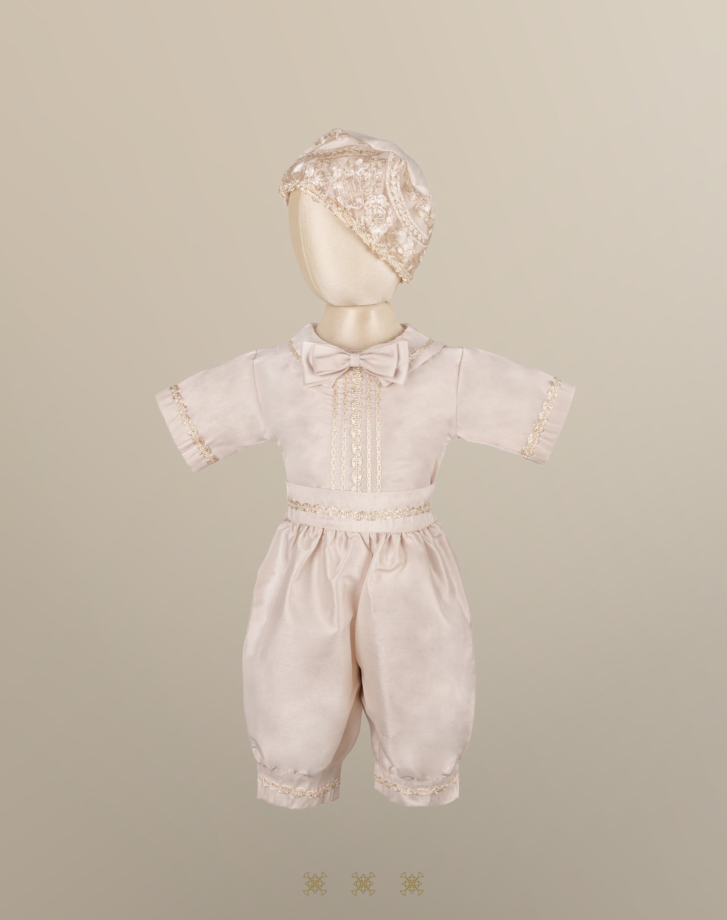 Ropón  de bautizo estilo príncipe Beige 05-045
