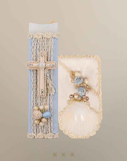 Set de vela bautizo 05-045 AZUL