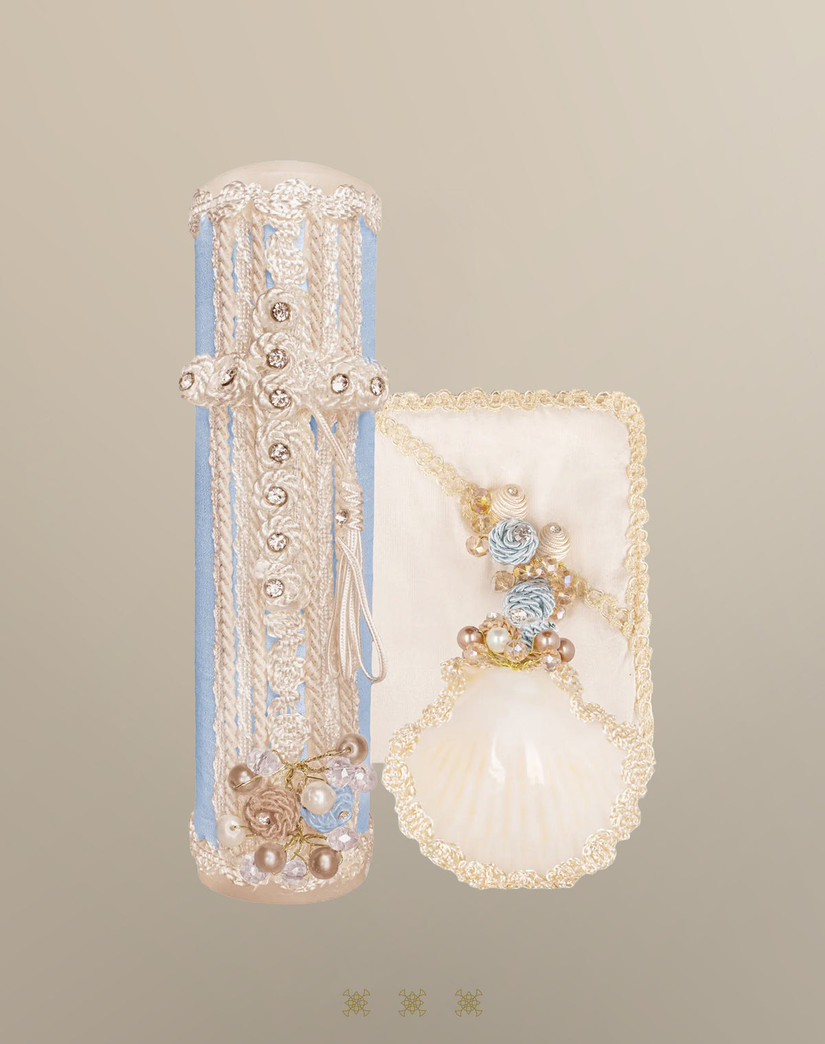 Kit ropón azul con beige 05-045