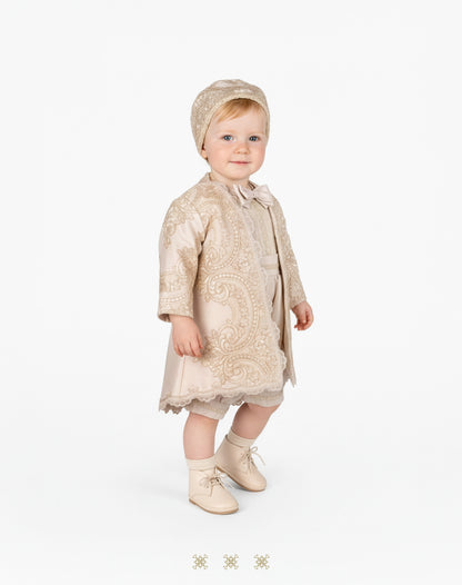 Ropón  de bautizo estilo príncipe Beige 05-045