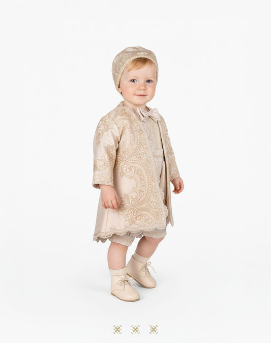 Ropón  de bautizo estilo príncipe Beige 05-045