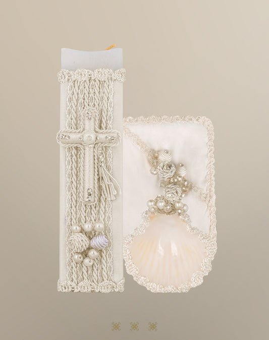 Set de vela bautizo 05-045 HUESO