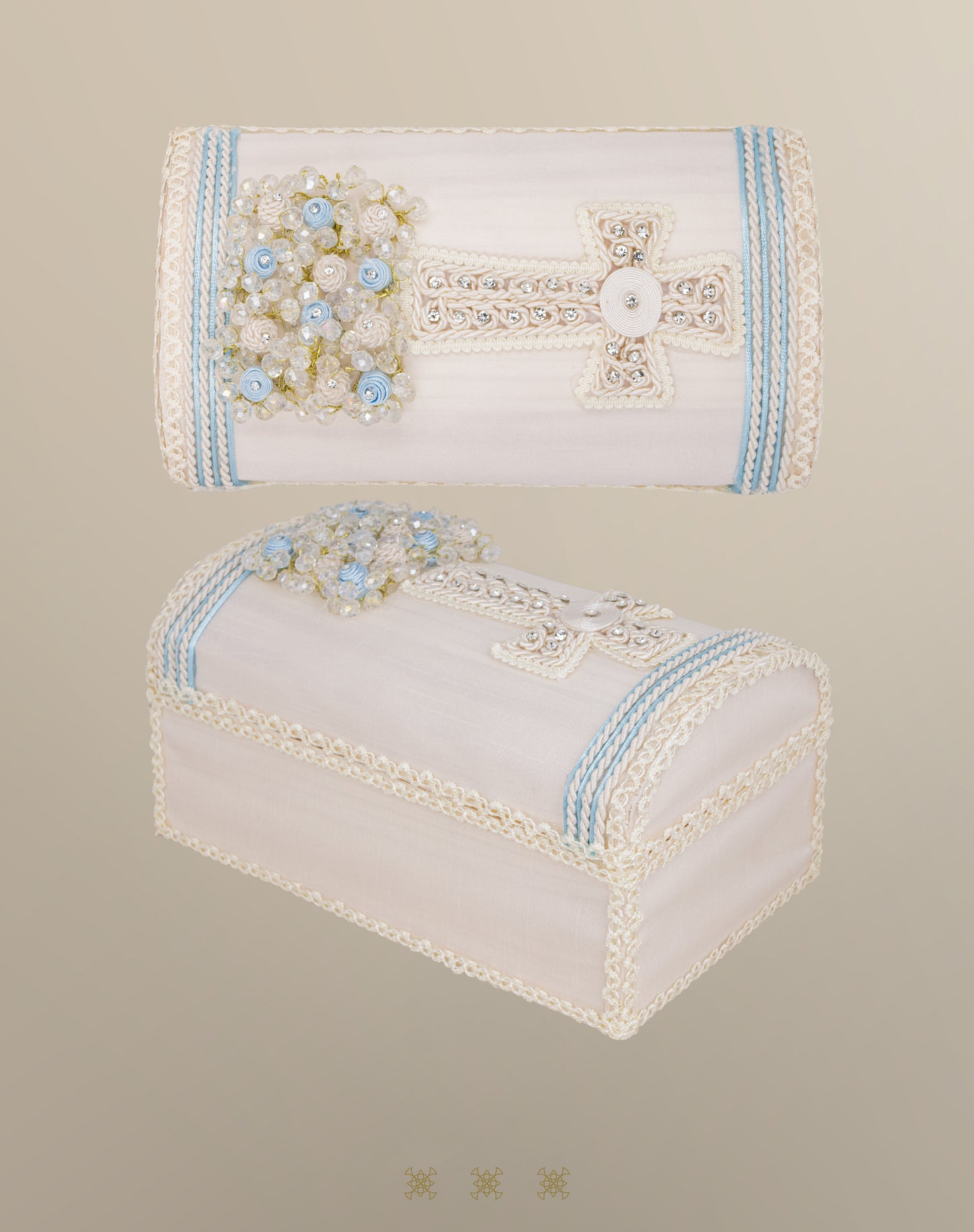 Set de vela bautizo con baúl hueso 05-058