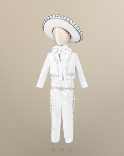 Traje de charro de bautizo plata 10-037