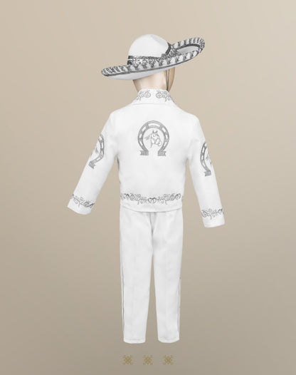 Traje de charro de bautizo plata 10-037