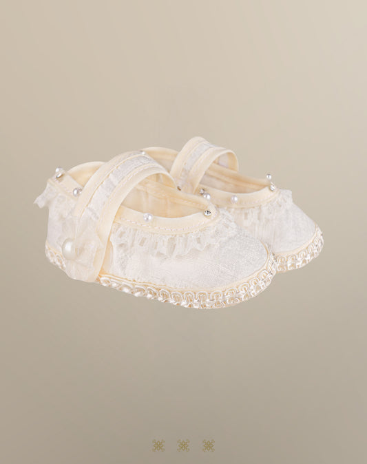 Zapato Infantil hueso tela 13-043
