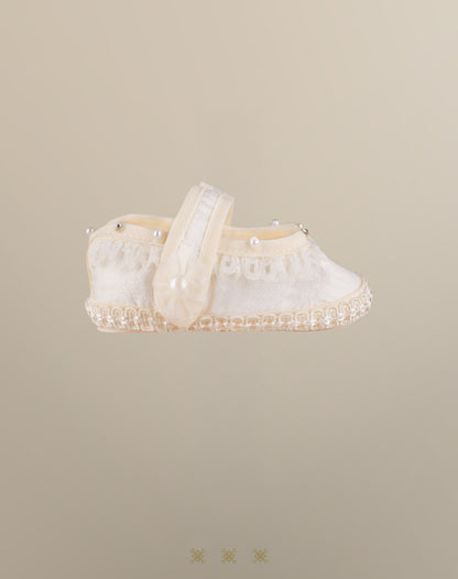 Zapato Infantil hueso tela 13-043