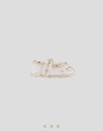 Zapato Infantil hueso tela 13-046