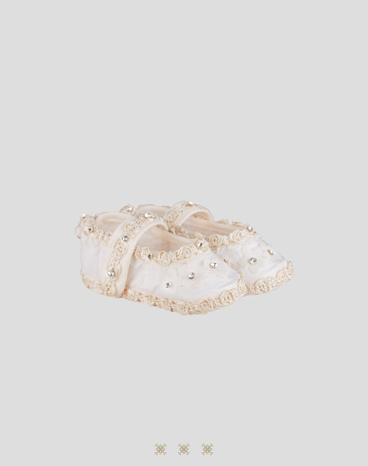 Zapato Infantil hueso tela 13-046