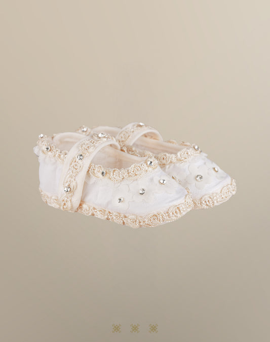 Zapato Infantil hueso tela 13-046