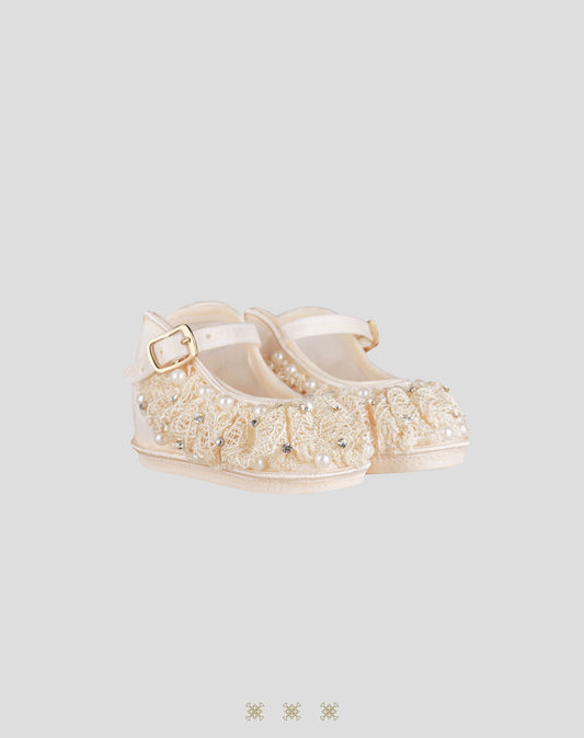 Zapato Infantil hueso tela 13-052