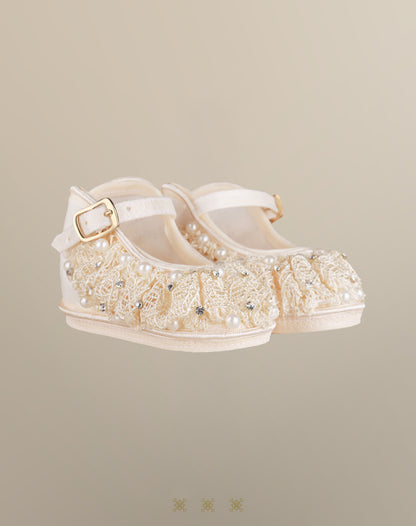 Zapato Infantil hueso tela 13-052