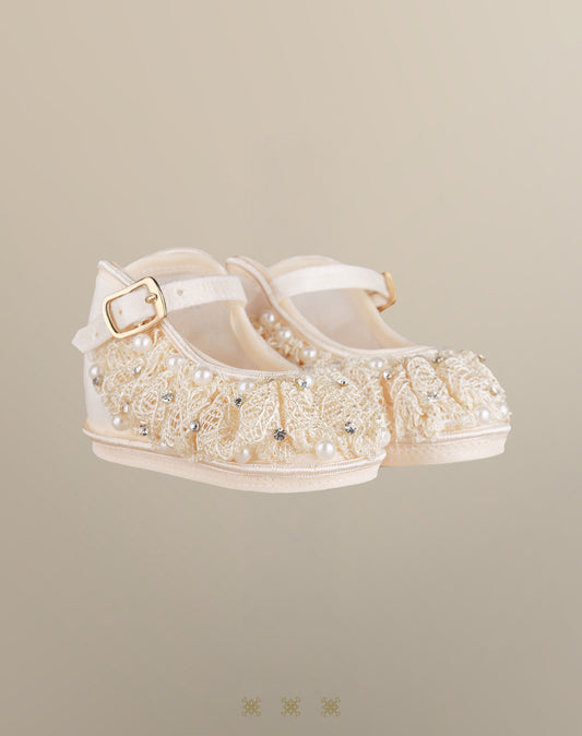 Zapato Infantil hueso tela 13-052