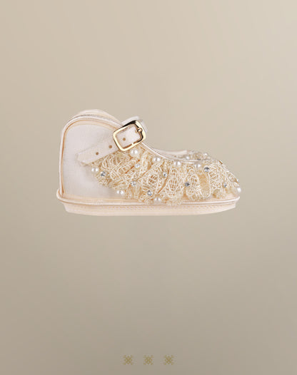 Zapato Infantil hueso tela 13-052