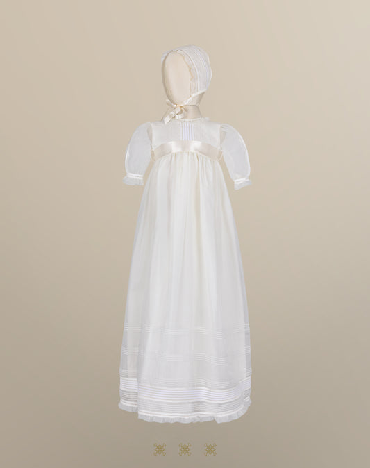 Ropón de bautizo de seda italiana hueso 13-065