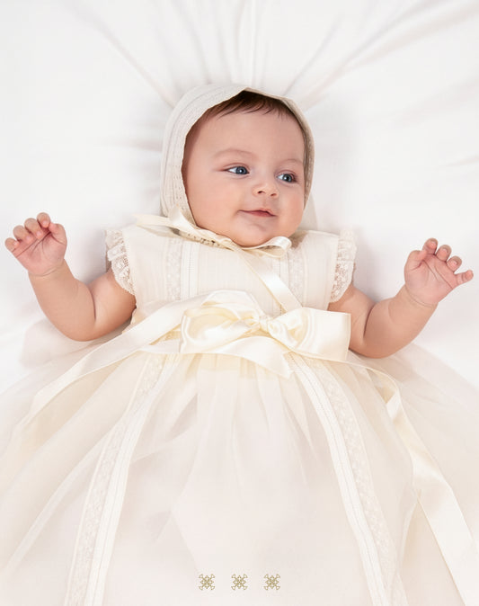 Ropón de bautizo de seda italiana hueso 13-067