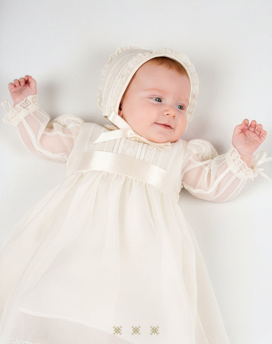 Ropón de bautizo de seda italiana hueso 13-084