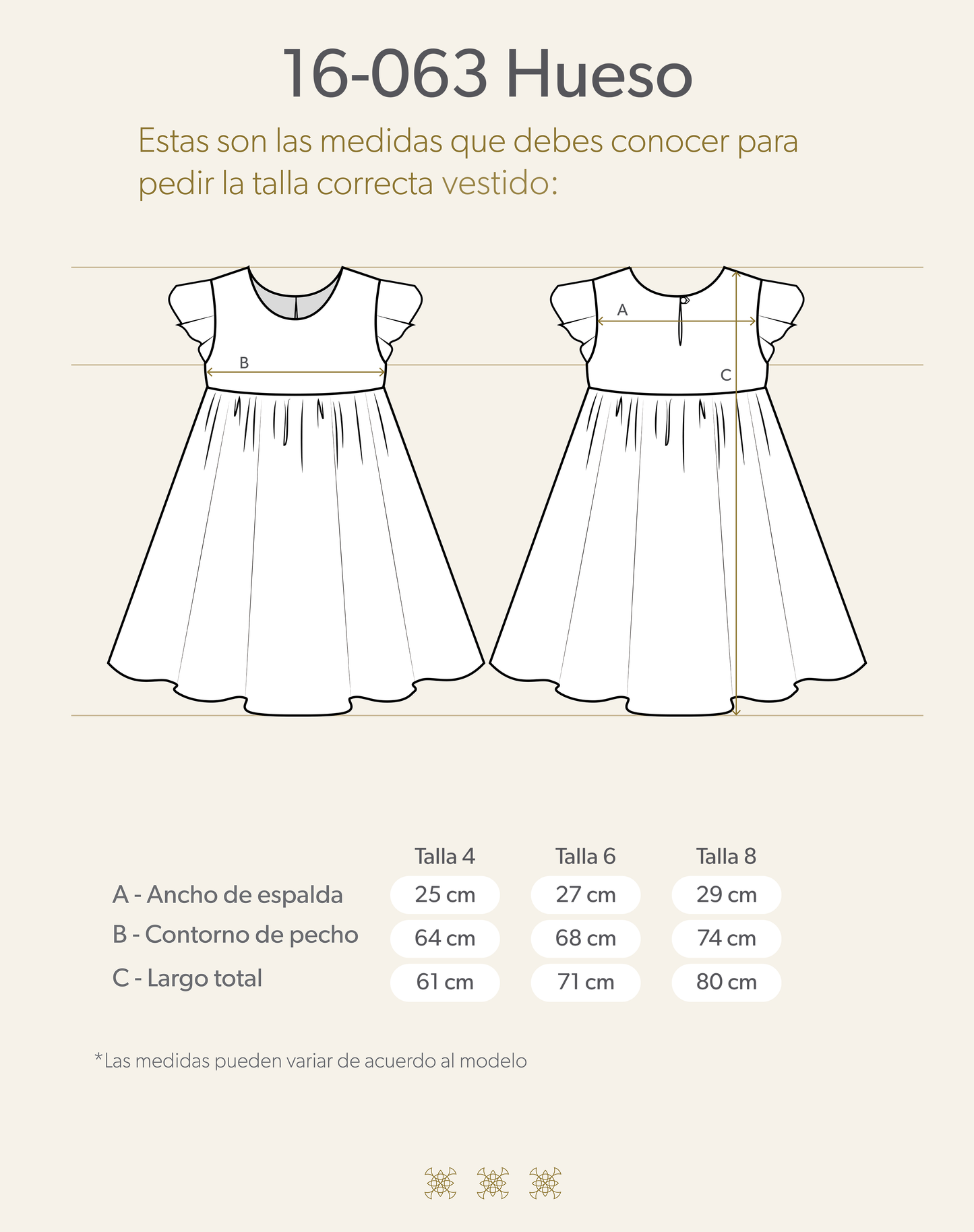 Vestido Infantil hueso 16-063