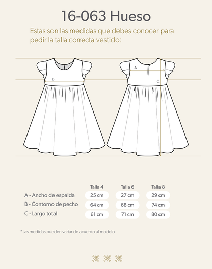Vestido Infantil hueso 16-063
