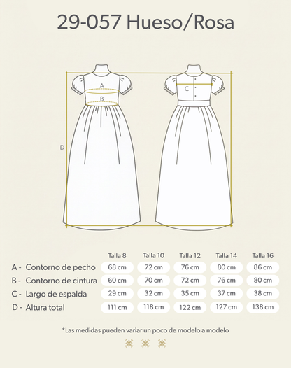 Vestido de Primera comunión hueso/palo de rosa 29-057