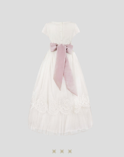 Vestido juvenil hueso/palo de rosa 29-057
