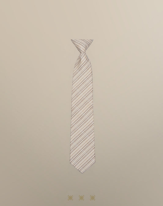 Corbata hueso con líneas con nudo 33-087